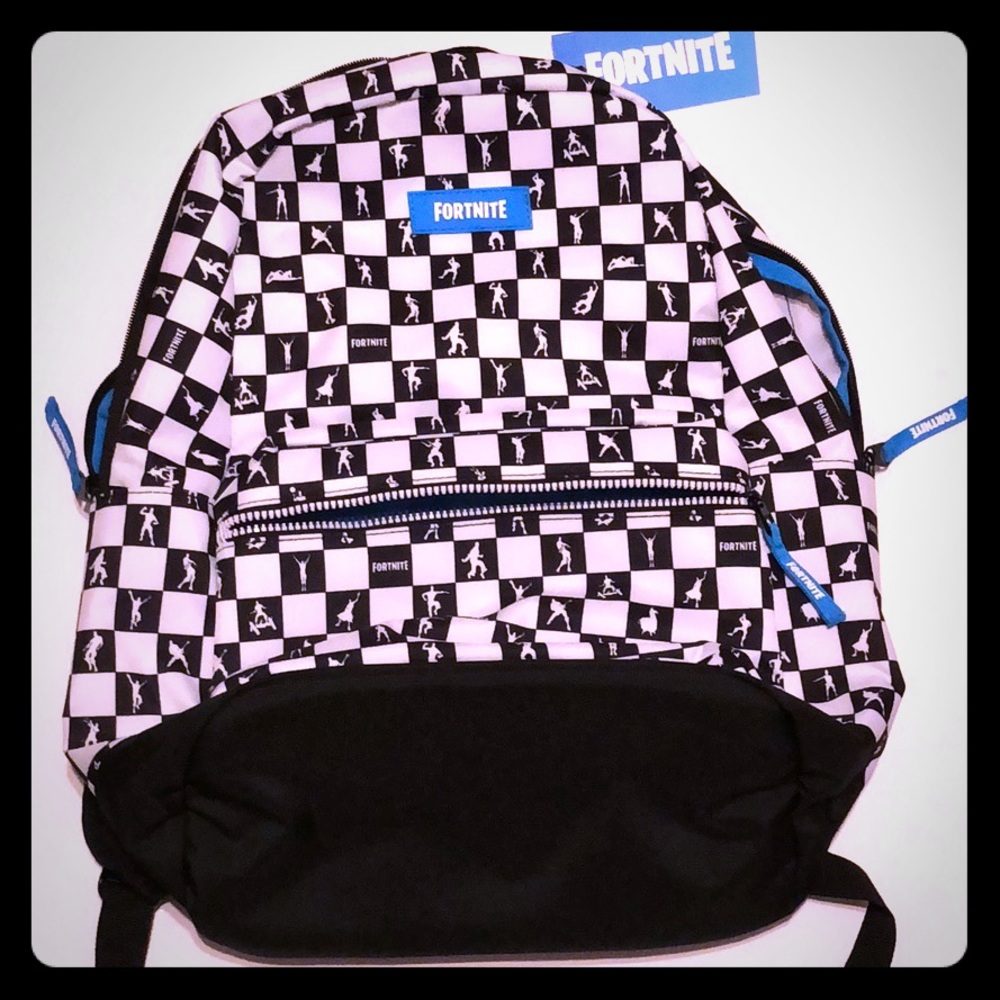 Fortnite video game backpack checkered new
